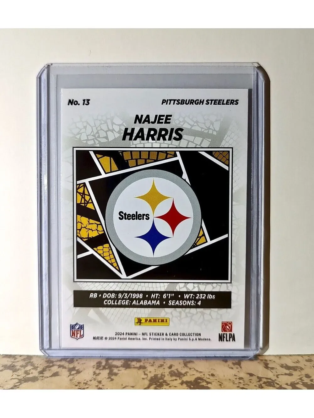 Najee Harris 2024 Panini NFL #13 Sticker Card Pittsburgh Steelers